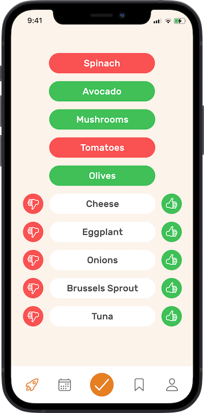 iPhone app preferences selection